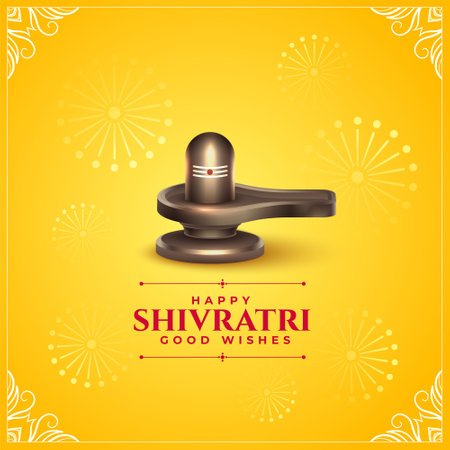 happy maha shivratri wishes card with realistic shiv lingam vectorのイラスト素材