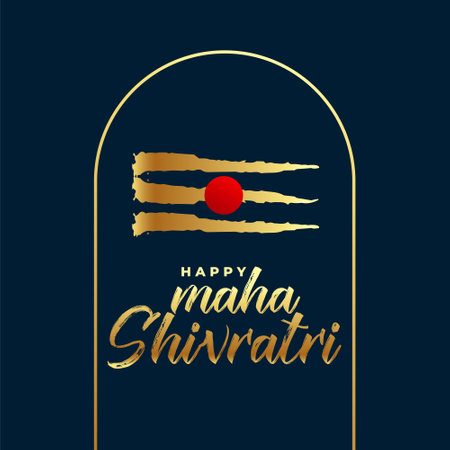 line style golden shivling background for maha shivratri festival vectorのイラスト素材