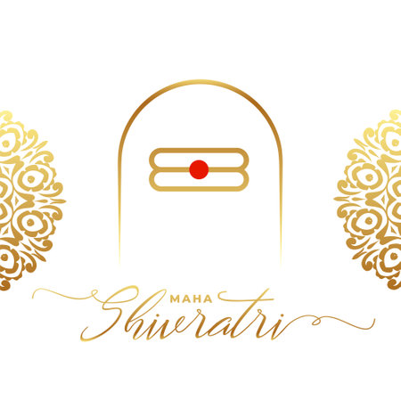 elegant maha shivratri wishes card with golden shiv lingam vectorのイラスト素材