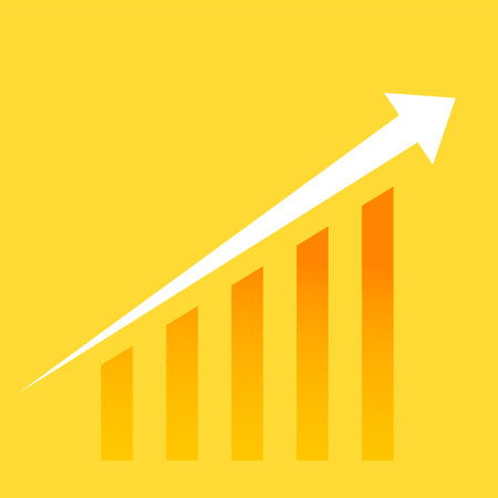 financial stock graph background with upward growth arrow vectorのイラスト素材