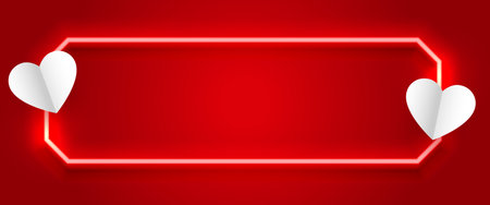 paper style cute lover hearts with text space banner for valentines day vectorのイラスト素材