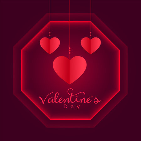 hanging style paper hearts valentines day saint background vectorのイラスト素材