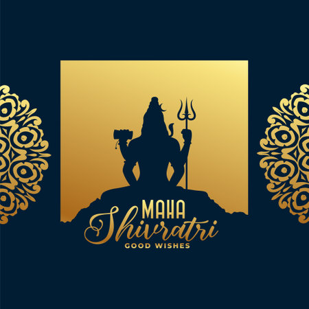 maha shivratri festival golden card with shiv shankar design vectorのイラスト素材
