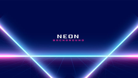 glowing neon lines for retro and synth inspired look background vectorのイラスト素材
