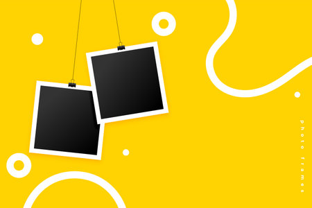 hanging style two photo frame modern template vector