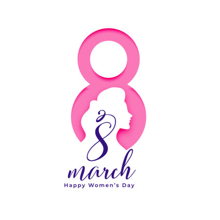 happy 8th march womens day greeting card in paper cut style vectorのイラスト素材