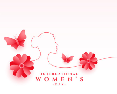 decorative women's day greeting card with line style lady face vectorのイラスト素材