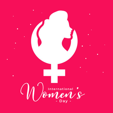 lovely women's day background with female face and sign vectorのイラスト素材