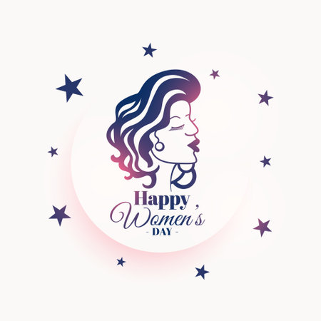 happy women's day celebration background with stylish lady face vectorのイラスト素材