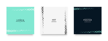 set of abstract halftone geometric texture modern background vectorのイラスト素材