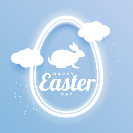 happy easter egg seasonal background with clouds design vectorのイラスト素材