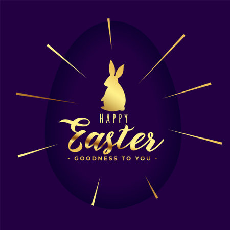 happy easter greeting background with golden rabbit design vectorのイラスト素材