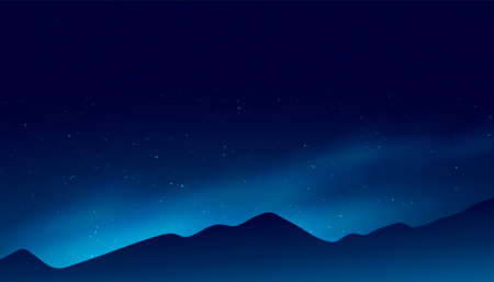 beautiful night sky with mountain landscape for cosmos experience vectorのイラスト素材