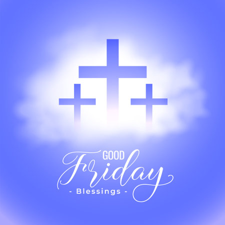 good friday beautiful background with cross and cloud design vectorのイラスト素材