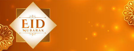 holy festival eid mubarak greeting banner vector