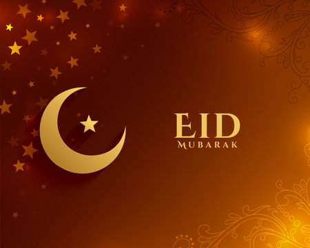 eid mubarak islamic festival shiny background with crescent and star vectorのイラスト素材