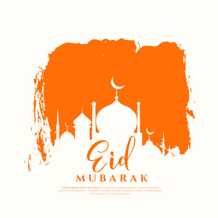 traditional eid mubarak card with mosque design in grungy style vectorのイラスト素材