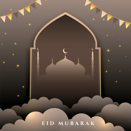 decorative eid mubarak religious background with islamic artwork vectorのイラスト素材