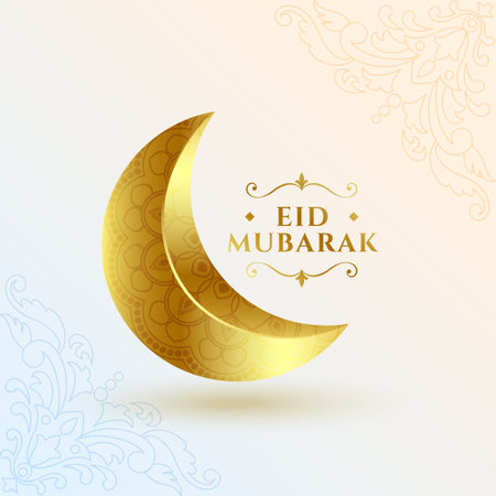 3d style golden crescent for eye catching eid al adha festive background vectorのイラスト素材