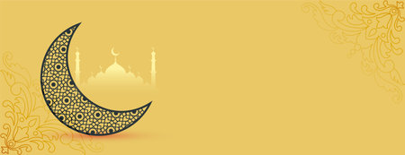 elegant eid ul fitr festival banner with islamic decoration vectorのイラスト素材