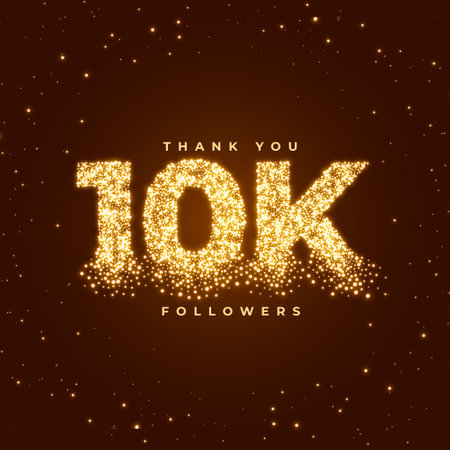 thank your followers for reaching milestone with 10k golden particle vectorのイラスト素材