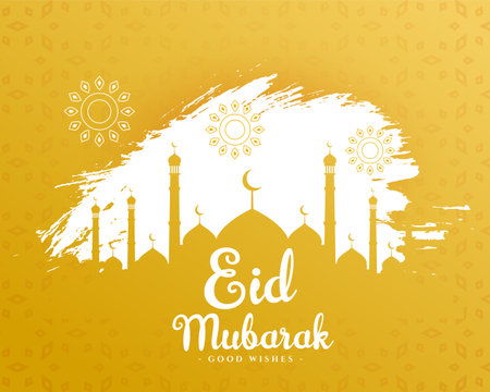 eid mubarak holiday card with mosque design in grungy style vectorのイラスト素材