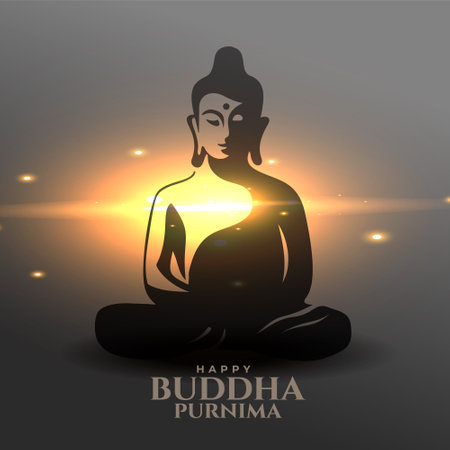elegant buddha purnima greeting background with shiny light effect vectorのイラスト素材