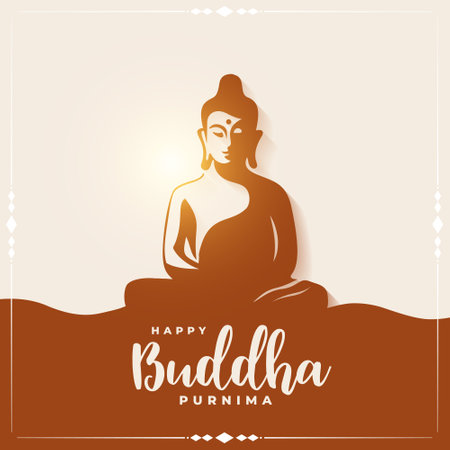 happy buddha purnima traditional background for spiritual faith vectorのイラスト素材