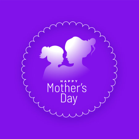 happy mothers day purple background with women and child design vectorのイラスト素材