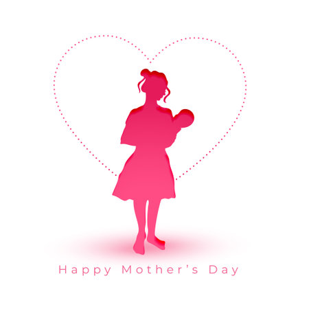 paper cut style mothers day event background with love heart frame vectorのイラスト素材