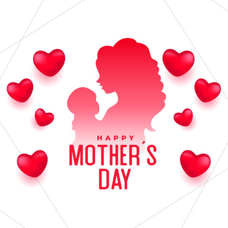 eye catching happy mothers day background with flying love hearts vectorのイラスト素材