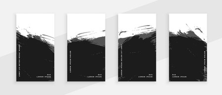 hand painted abstract black liquid splatter rollup in set vectorのイラスト素材