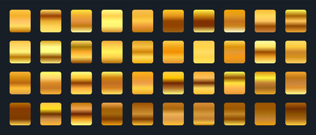golden color gradient palette kit banner in collection vectorのイラスト素材