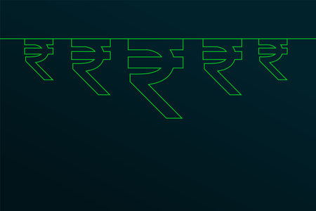 line style indian inr rupee hanging banner with text space vectorのイラスト素材