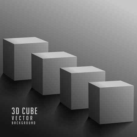 abstract 3d geometric cuboid solid box background vectorのイラスト素材