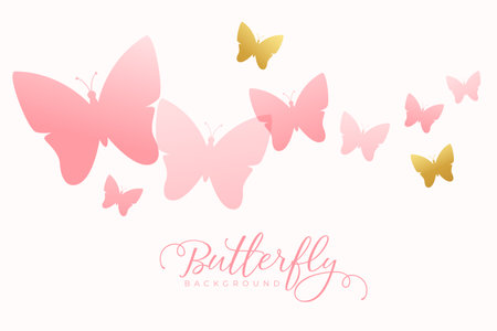 elegant butterflies swarm decorative pastel background vectorのイラスト素材