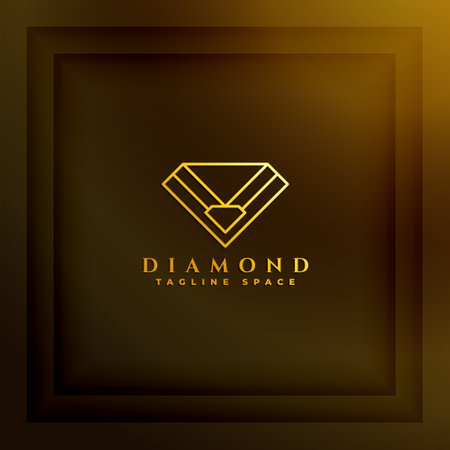line style golden diamond logo template design with tagline spaceのイラスト素材