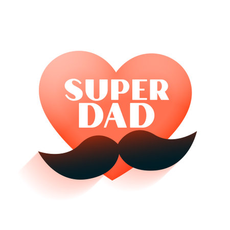 father's day love heart background with moustache for super dad vectorのイラスト素材