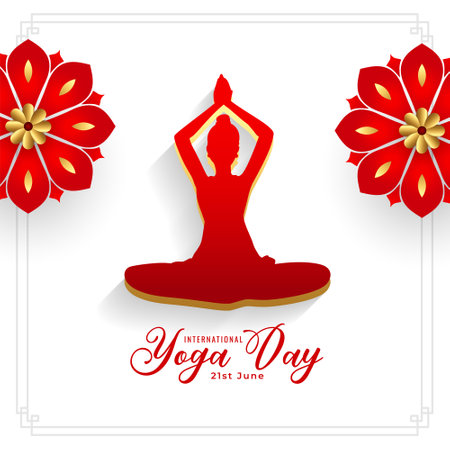 decorative 21st international yoga day background design vectorのイラスト素材