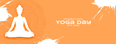 grungy style international yoga day banner for relaxation and wellness vectorのイラスト素材