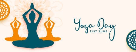 stylish 21st june yoga day poster for a balancing and healthy life vectorのイラスト素材