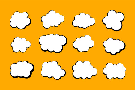 comic style cute clouds element in set vectorのイラスト素材