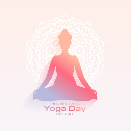 indian inspired international yoga day background with meditation posture vectorのイラスト素材