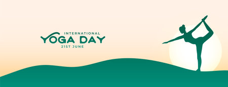 elegant 21st june world yoga day poster with balancing posture design vectorのイラスト素材