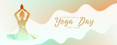 happy international yoga day celebration banner for healthy lifestyle vectorのイラスト素材