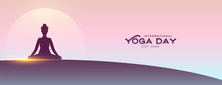 eye catching happy yoga day event poster for wellness and calmness vectorのイラスト素材