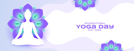 decorative 21st june international yoga day poster for inner peace vectorのイラスト素材