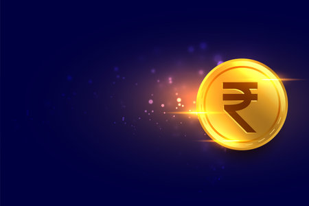 digital money indian rupee golden coin background with text space vectorのイラスト素材