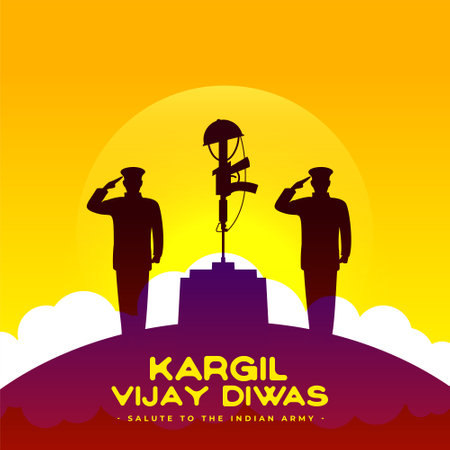 kargil vijay diwas background with indian army soldiers vector