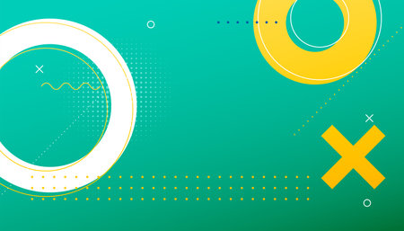 memphis pattern geometric banner with cross and circle figure vector